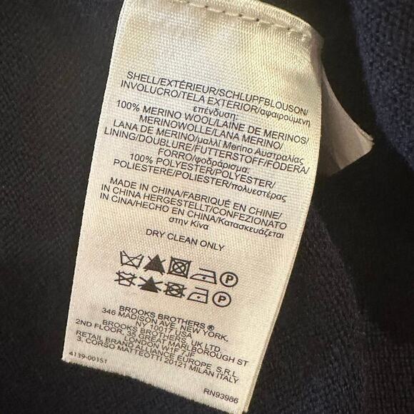 Brooks Brothers Navy Blue Cardigan sz M Italian Merino Wool Cardigan - Picture 9 of 9